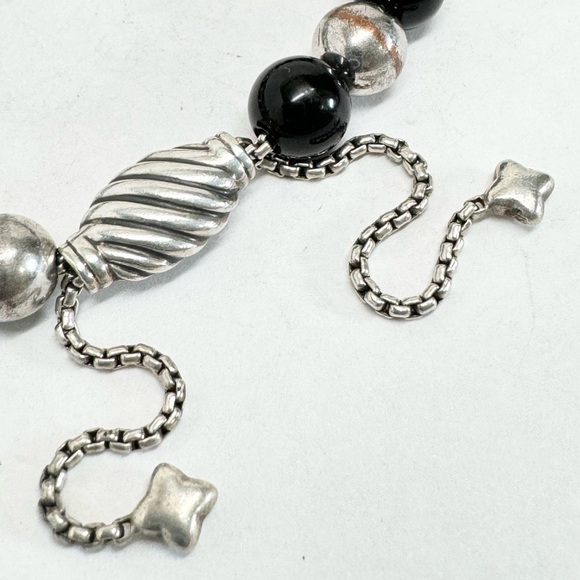 David Yurman .925 Elements 8mm Black Onyx Hematite Bead Bracelet - Picture 4 of 6
